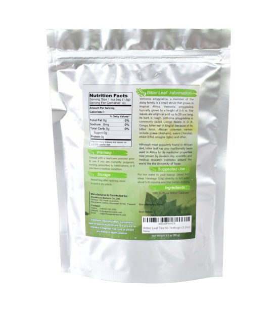 Bitter Leaf Tea 60-Teabags (3.2oz) - Krittiya Garden World