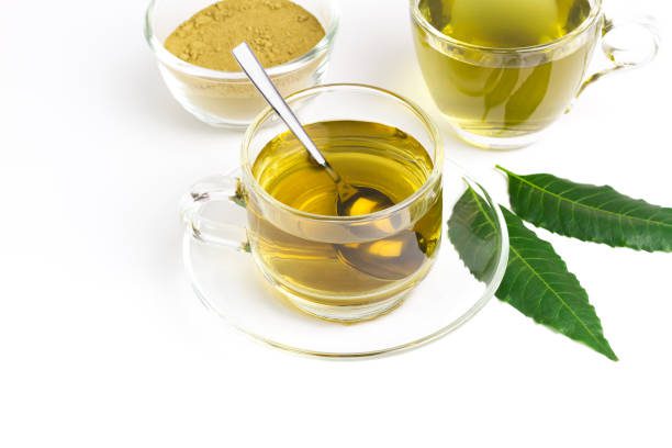 Neem leaf tea in teacup